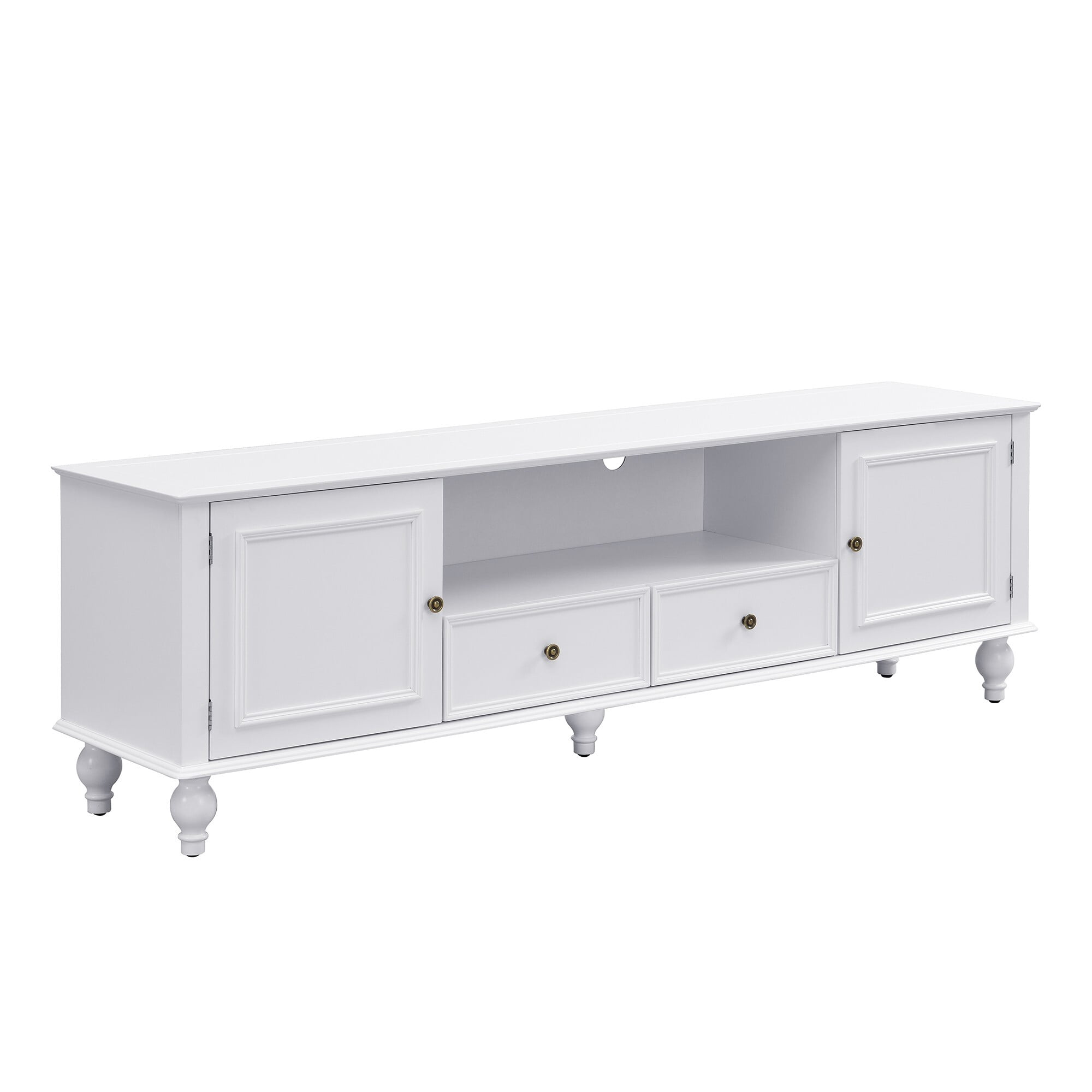 AENKYO Modern Minimalist TV Stand with Storage Cabinets & Drawers, Entertainment Console for TVs up to 75", White