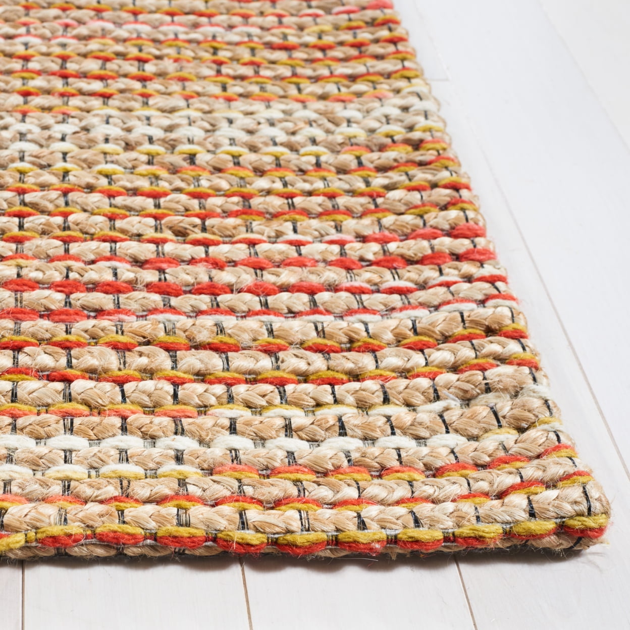 SAFAVIEH Marbella Kennard Striped Runner Rug, Natural/Red, 2'3" x 8'