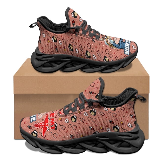 Zapatillas de enfermería EMT para mujer, cómodas, ligeras, antideslizantes, para correr, informales, con cordones y dibujos animados, para uso médico, para exteriores, nuevas