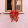 thumbnail image 4 of Faux Flowers Artificial Hanging Flower Outdoor Artificial Petunias for Outdoors UV Resistant Silk Flowers for Outside for Summer Kitchen Porch Patio Balcony Backyard Decor (1Pc,Red), 4 of 5