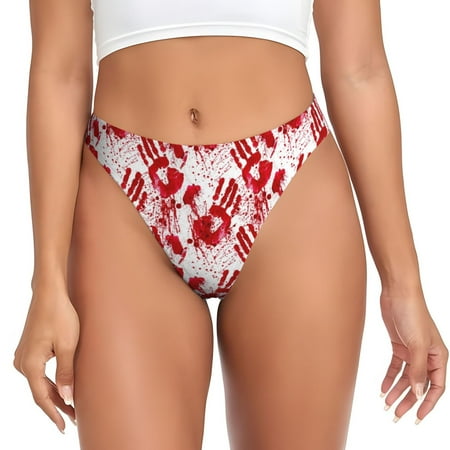 Adobk Bloody Hand 2 Print Seamless Women Underwear Thongs No Show Ladies Thong No Line Breathable Comfortable Panties Undies for Women-X-Small