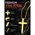 thumbnail image 6 of FaithHeart Cross Necklace for Men Waterproof 14K Gold Plated Stainless Steel Box Chain Cross Pendant Necklaces Christian Religious Jewelry Gifts for Son Friends Birthday 16", 6 of 7