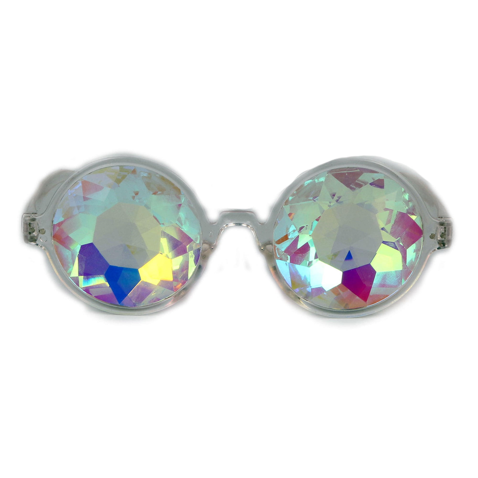 Kaleidoscope Goggles Diffraction Rave EDM Eyewear Prism Steampunk Real Crystal Rainbow Lenses Glasses 
