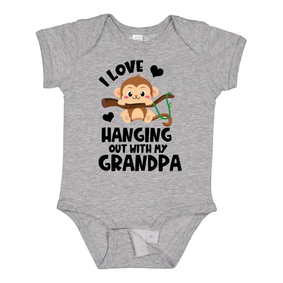 Inktastic Monkey I Love Hanging out with My Grandpa Boys or Girls Baby Bodysuit