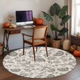 thumbnail image 4 of Farmhouse Grey Floral Washable Round Area Rug 4 ft, Linen Boho Flower Rustic Country , Soft Non Slip Rugs Stain Repellent Indoor Felt Carpet for Living Dining Room Bedroom Home Office, 4 of 9