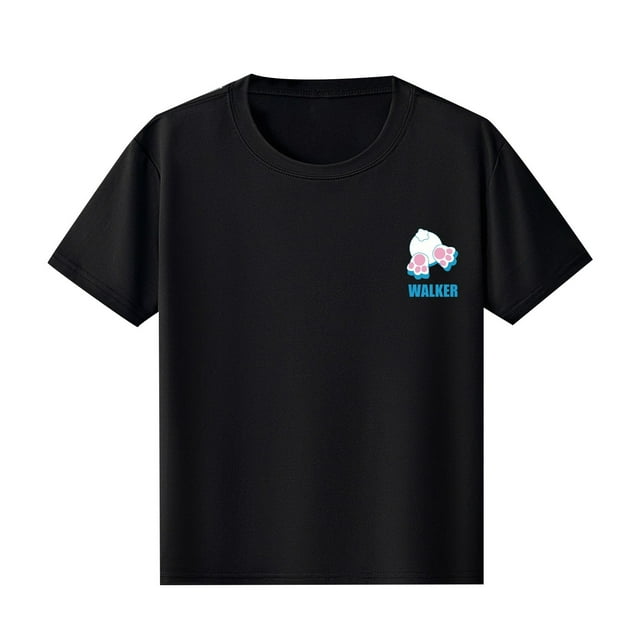 MEZZALL Children Casual Letter Pattern Print Multicolor T-Shirts Round Neck Short Sleeve Tshirts, Black, 130