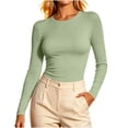 thumbnail image 2 of Zormilly Long Sleeve Shirts for Women Slim Fitted Crew Neck Basic Tees Stretch Soft Casual Underscrubs, XS-2XL, 2 of 6