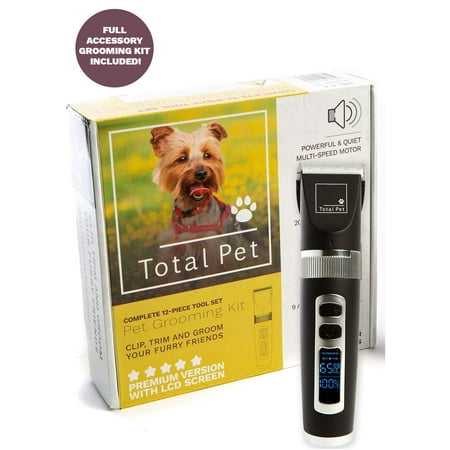 Dog Clippers 12 Piece Pet Grooming Kit Ultra Quiet All Hair
