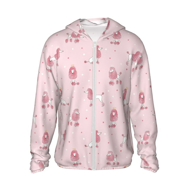 Vsdgher Sweat à Capuche Imprimé Chien Caniche pour Hommes Femmes, Manches Longues Protection Solaire Pêche pour Course Natation-Moyen