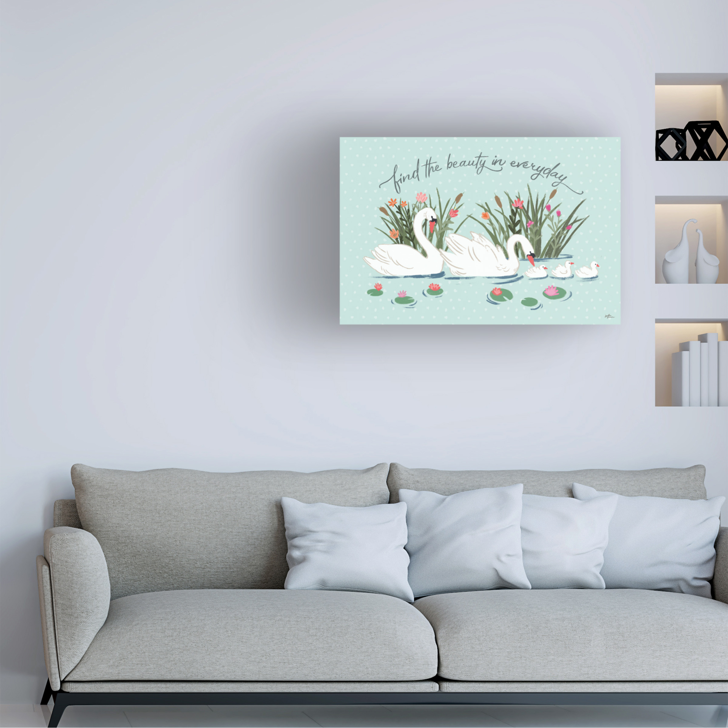 Janelle Penner 'Swan Lake I Mint' Canvas Art