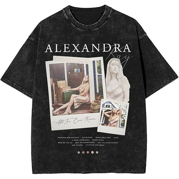 Alexandra Kay Merch Washed T-shirt Retro Trend Short-sleeved Neutral Hip-hop Street Wear