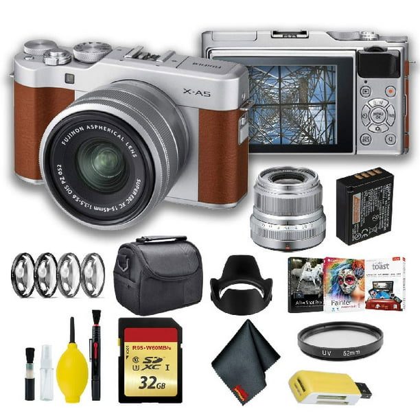 FUJIFILM X-A5 Mirrorless Digital Camera +15-45mm Lens (Brown) w/XF