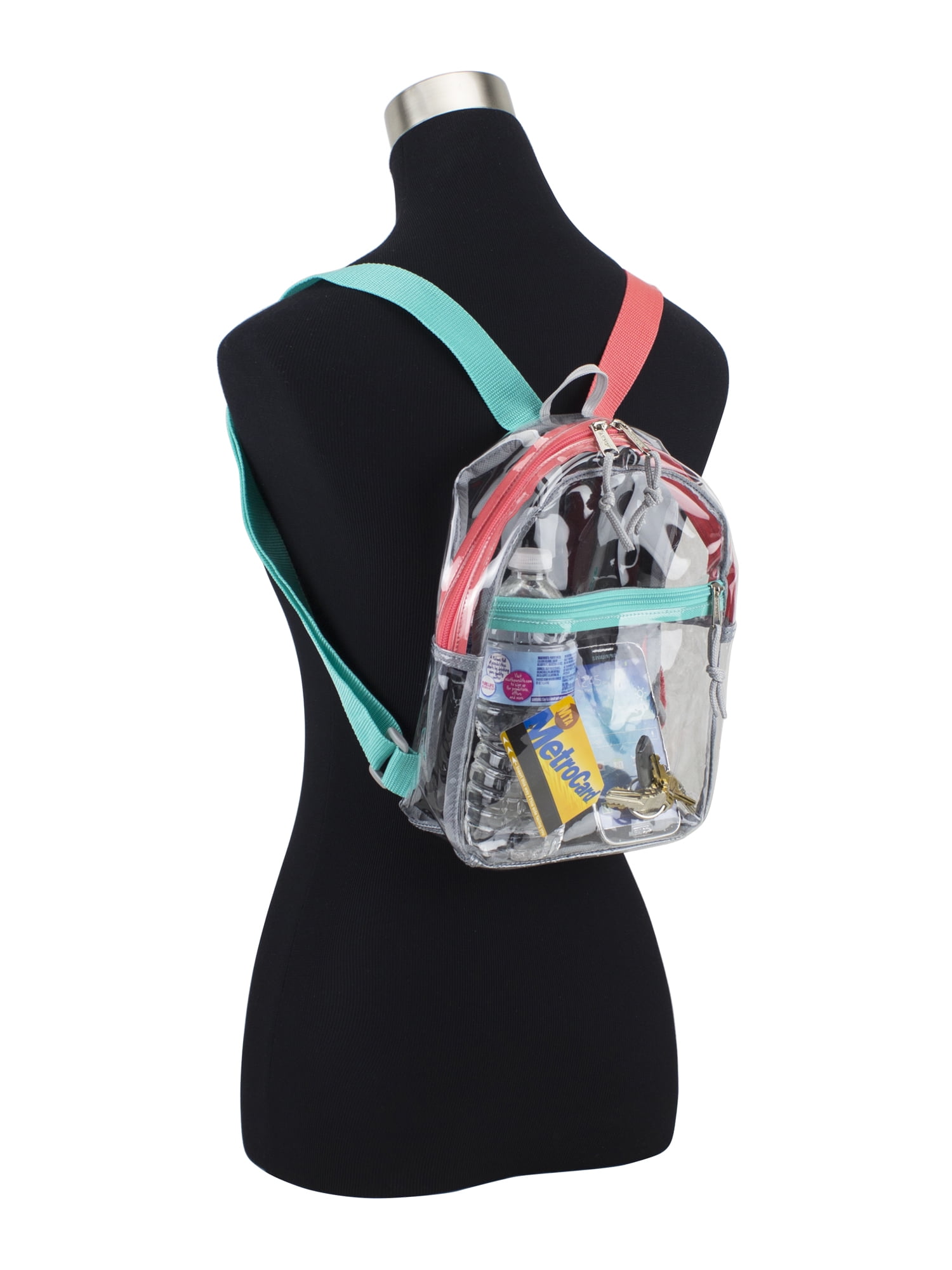 Eastsport Unisex Clear Mini Backpack, Coral Turquoise