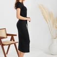 thumbnail image 5 of Sngxgn Women's Fall Dresses Long Sleeve Square Neck Casual Pleated Tiered Swing Maxi Dress(Black,M), 5 of 7