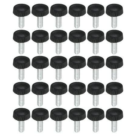 Uxcell M5x14mm Knurled Thumb Screws Clamping Screws Knobs Grip Bolts Fasteners for Furniture Hardware Black 30 Pack