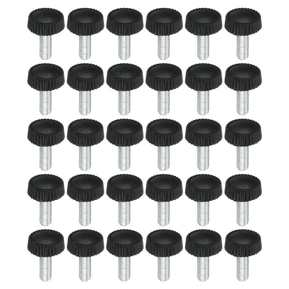 Uxcell M5x14mm Knurled Thumb Screws Clamping Screws Knobs Grip Bolts Fasteners for Furniture Hardware Black 30 Pack