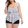 thumbnail image 2 of Traje de baño de talla grande para mujer, traje de baño de dos piezas con estampado floral, top tankini con volantes en capas y pantalones cortos, 2 of 4