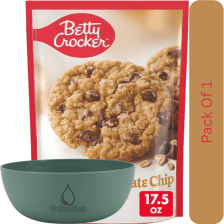 Betty Crocker Oatmeal Chocolate Chip Cookies, Cookie Baking Mix, 17.5 oz Box with Olive Green Bowl by ValueNest
