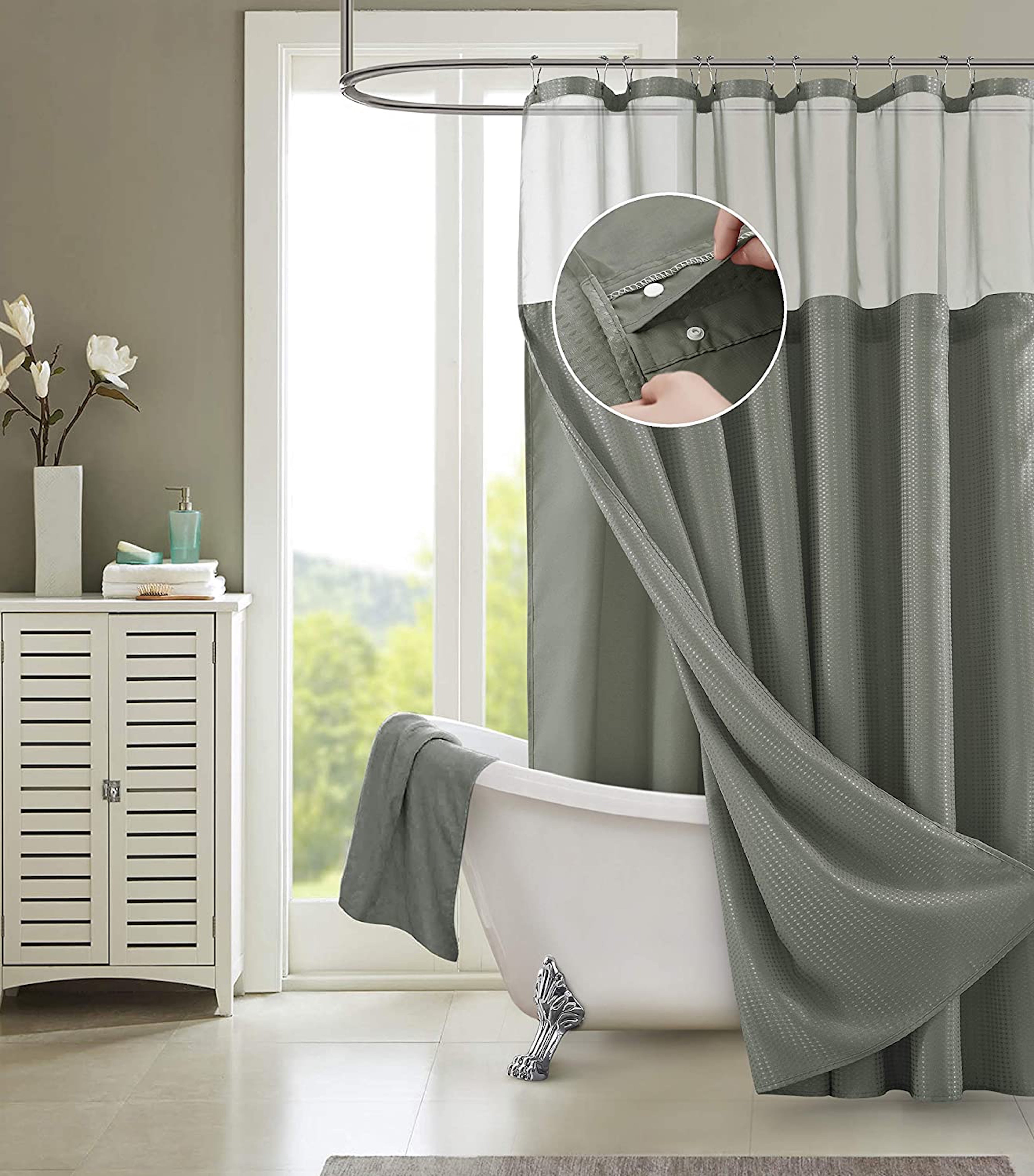 Great Seeing Waterproof Bathroom Polyester Shower Curtain Liner Water Resistant 