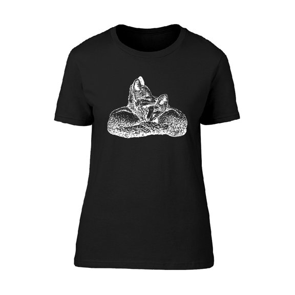 Cute Foxes White Sketch Tee Women's -Image by Shutterstock