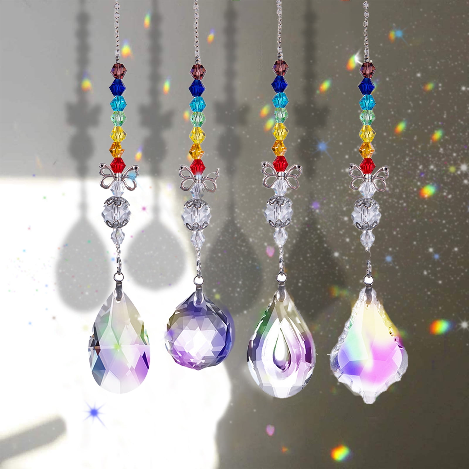 Chandelier Crystal Prism Colorful Octogon Chakra Suncatcher Home Window Hanging 