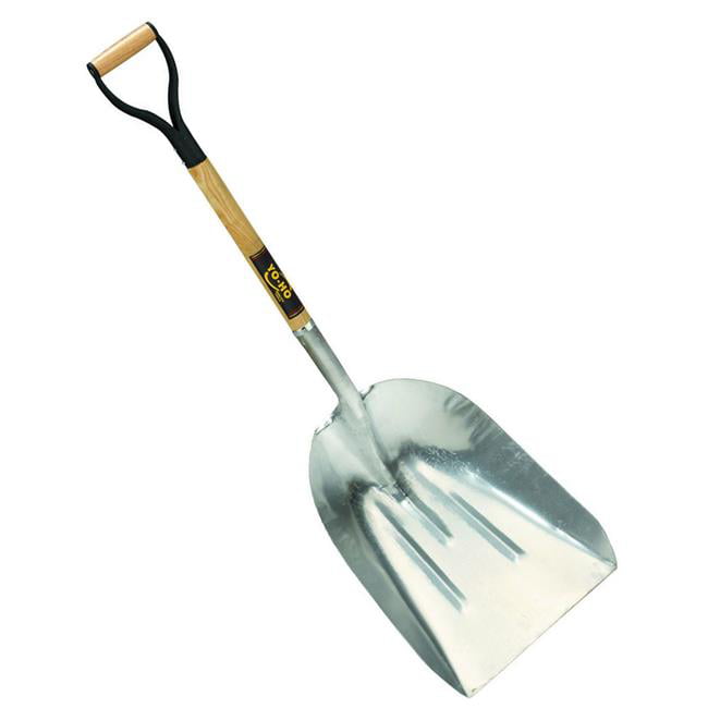 Large Steel Coal Shovel with Black Finish & Wooden Handle Strong Durable 