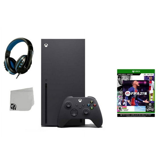 Pre-Owned Xbox Series X Video Game Console Black with FIFA 21 BOLT AXTION Bundle