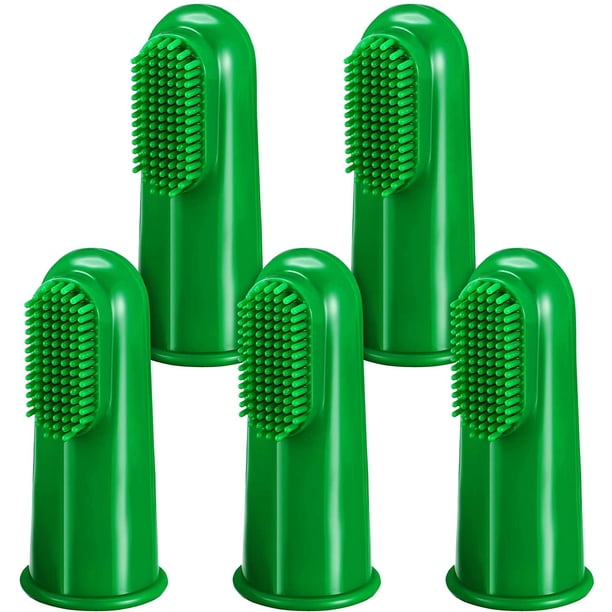 Juego de 5 cepillos de dientes de dedo para perros, cepillos de dientes de silicona, cepillo para limpiar los dientes de los gatos