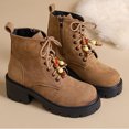 thumbnail image 7 of Lovzfmll Women's Boots, Round Toe Chunky Block Heel Ankle Boots, Lace Up Fashion Casual Versatile Booties, Fall Winter Shoes, 5.5, Khaki, 7 of 7