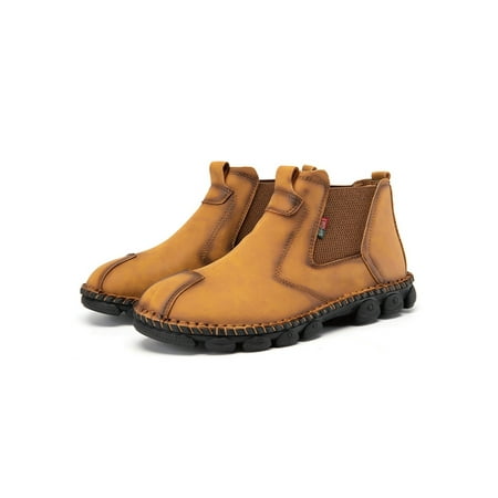 

SIMANLAN Mens Breathable Booties Hand Stitching Chukka Boots Office Casual Light Brown 9