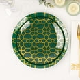 thumbnail image 4 of Efavormart 20 Pack Set | Hunter Emerald Green With Geometric Gold Foil Print Dinner & Dessert Plates - 9" Dinner Plate & 7" Dessert, Appetizer, Salad Plates, 4 of 11