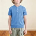 thumbnail image 5 of Posijego Boys Short Sleeve Shirts Crewneck Buttoned T-Shirts for Little Boys School Uniform Tops Size 4-14 Years, 5 of 7