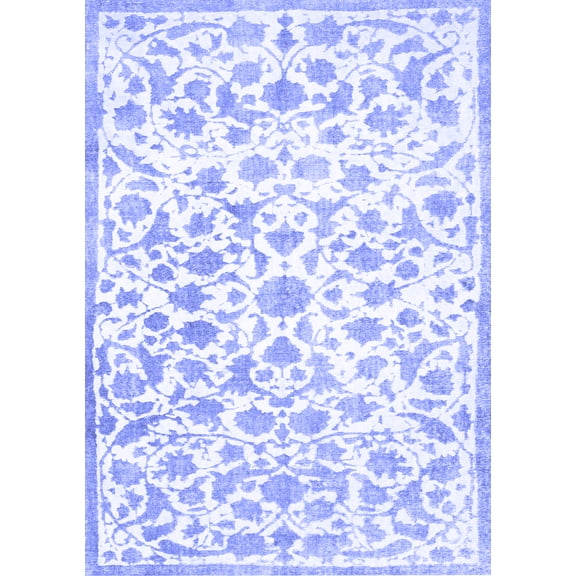 Ahgly Company Indoor Rectangle Persian Blue Traditional Area Rugs, 5' x 7'