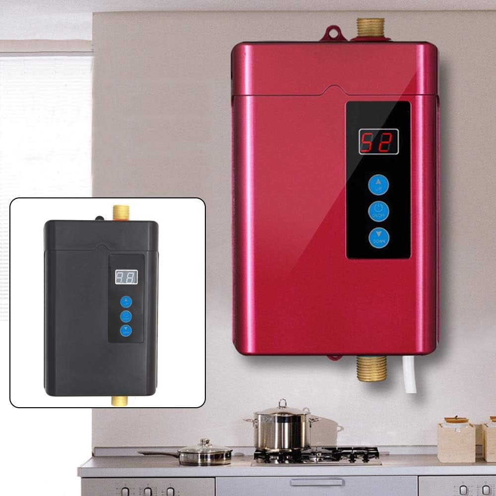 110V Tankless Electric Water Heater,Adjust 3000W Instant Hot Water Heater for Kitchen Under Sink Washing Faucet