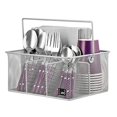 thumbnail image 1 of Utensil Holder By Mindspace, Kitchen Condiment Organizer and Flatware Utensil Caddy | The Mesh Collection, Silver, 1 of 5