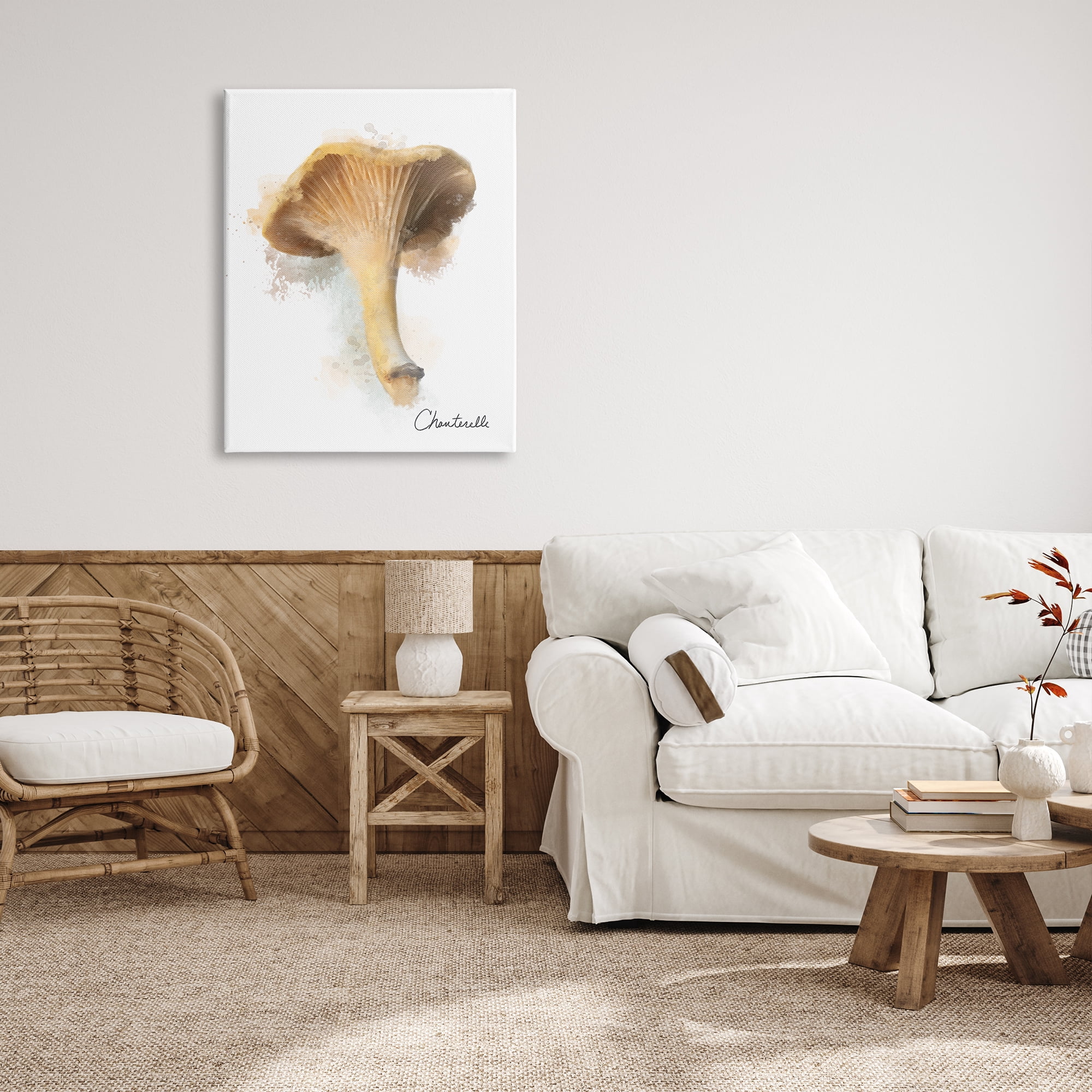 Stupell Industries Abstract Chanterelle Mushroom Botanical & Floral Painting Gallery Wrapped Canvas Art Print Wall Art, 30 x 40