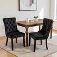 thumbnail image 2 of Hassch Upholstered Velvet Dining Chairs Set of 2, Side Chair with Wood Legs for Kitchen, Living Room, Easy Assembly, Black, 2 of 10