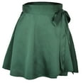 thumbnail image 1 of SIEYIO Women High Waist Chiffon Satin Wrap Pleated Mini Skirt Tie Side Solid Color Flared Asymmetrical Hem A-Line Streetwear, 1 of 19