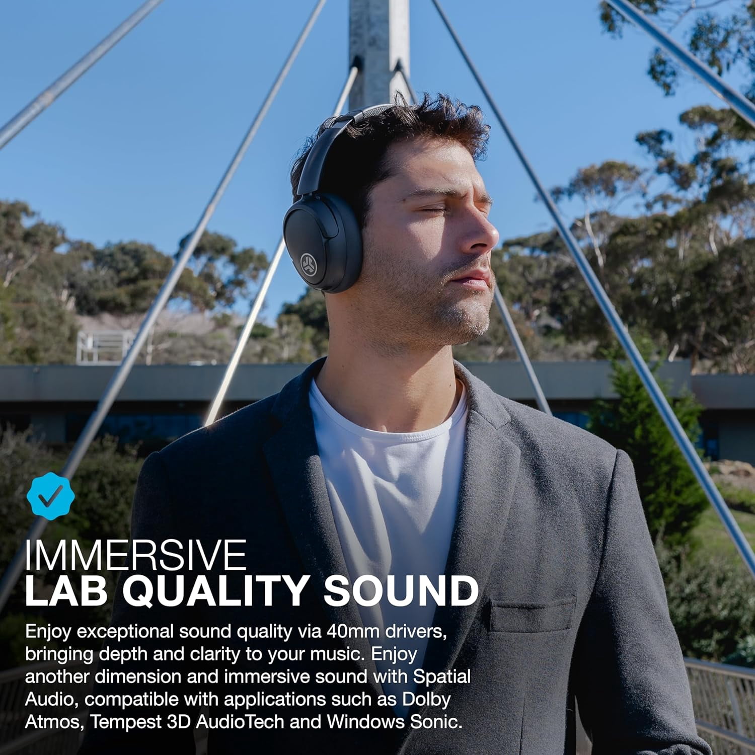 JLab JBuds Lux ANC Wireless Over-Ear Headphones, Bluetooth, 70 Hour Battery, Hybrid Active Noise Cancelling, Graphite (Sold Without Manufacturer Warranty)