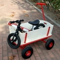 thumbnail image 6 of Lisonu Classic Wooden Wagon with Red Metal Frame, All-Terrain Pull Cart for Toys & Picnics, 260lbs Capacity, Heavy Duty Outdoor Hauler, 6 of 24