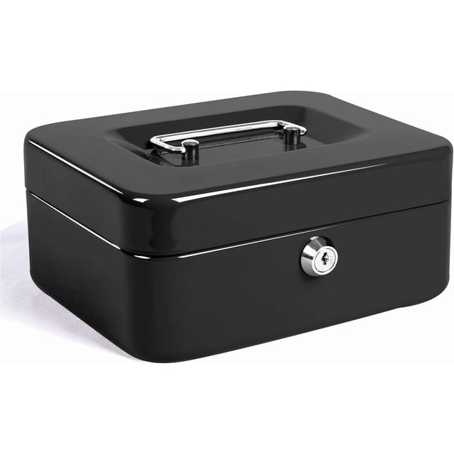 Locking Medium Steel Cash Box with Money Tray Lock Box