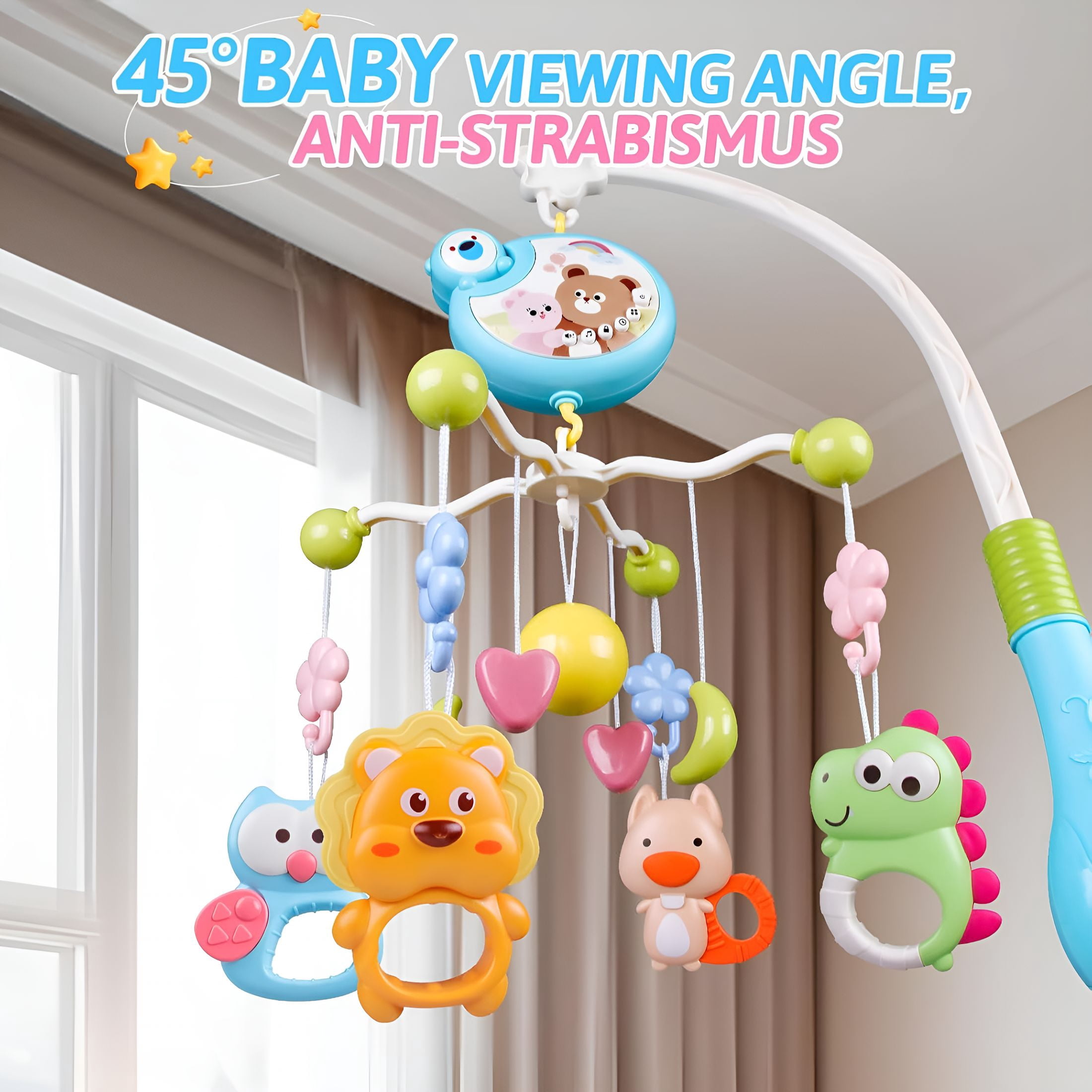CYFW Baby Crib Mobile Toys with Music,Light and Remote – 5 Toys