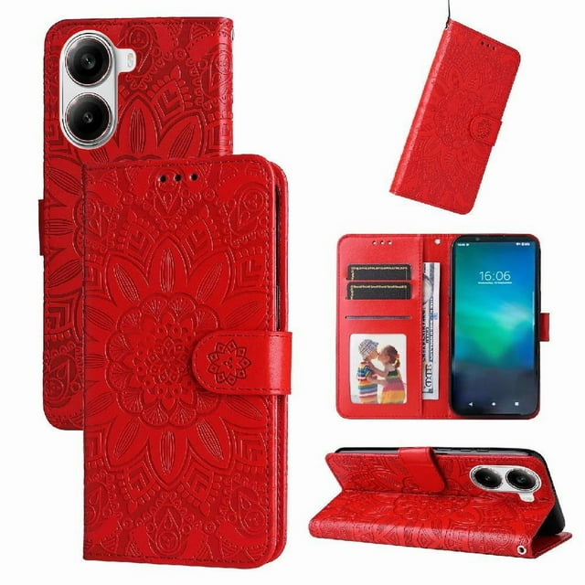 Funda tipo cartera GANGXUN para Xiaomi Poco X7 Pro , diseño girasol, cuero PU, soporte, cierre magnético, tarjetero