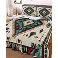 thumbnail image 3 of Quilts Twin XL Size, Red Teal Brown Southwestern Soft Comforter Bedding Set for Bed, Ethnic Geometric Boho Retro Lightweight Quilted Bedspread with Pillow Cover(2 Pieces) for All Season, 68x98 Inch, 3 of 6