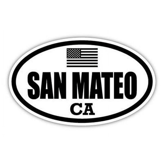 San Mateo CA California San Mateo County Stealthy Subdued Old Glory US Flag Oval Euro Decal Bumper Sticker 3M Vinyl 3" x 5"
