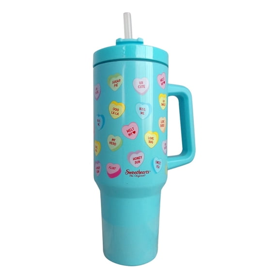 Stainless Steel Tumbler Insulated with Handles - Valentine's Day Conversation Hearts