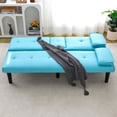 thumbnail image 5 of FFH 67" Futon with Cup Holders for Office, Living Room, Blue PVC, 5 of 8