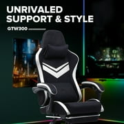 GTRACING GTW-300 Ergonomic Adjustable Height Reclining Fabric Gaming Chair, Black/White
