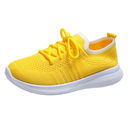 

Tangnade Ladies daily all-match casual shoes Summer Women s Casual Wedge Lace Up Sport Fashion Mesh Walk Sneakers Shoes Yellow 38