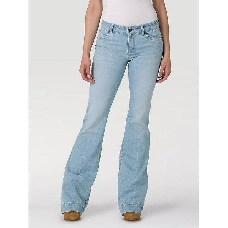 Wrangler Women's Retro Mid Rise Light Wash Mae Wide Leg Trouser